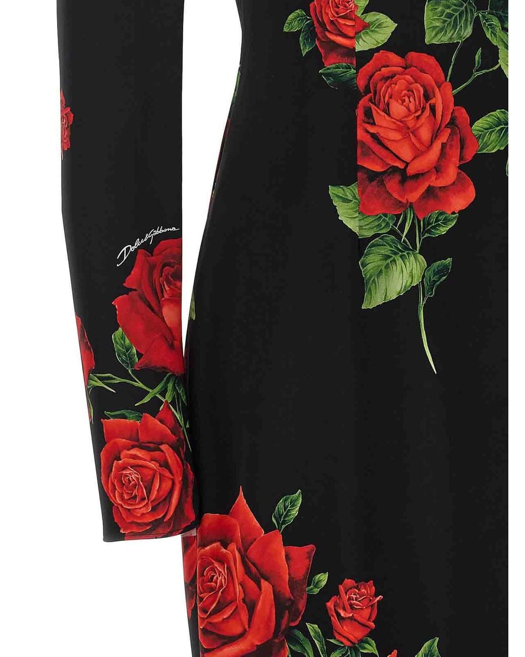 Dolce & Gabbana Red Rose Longuette Dress