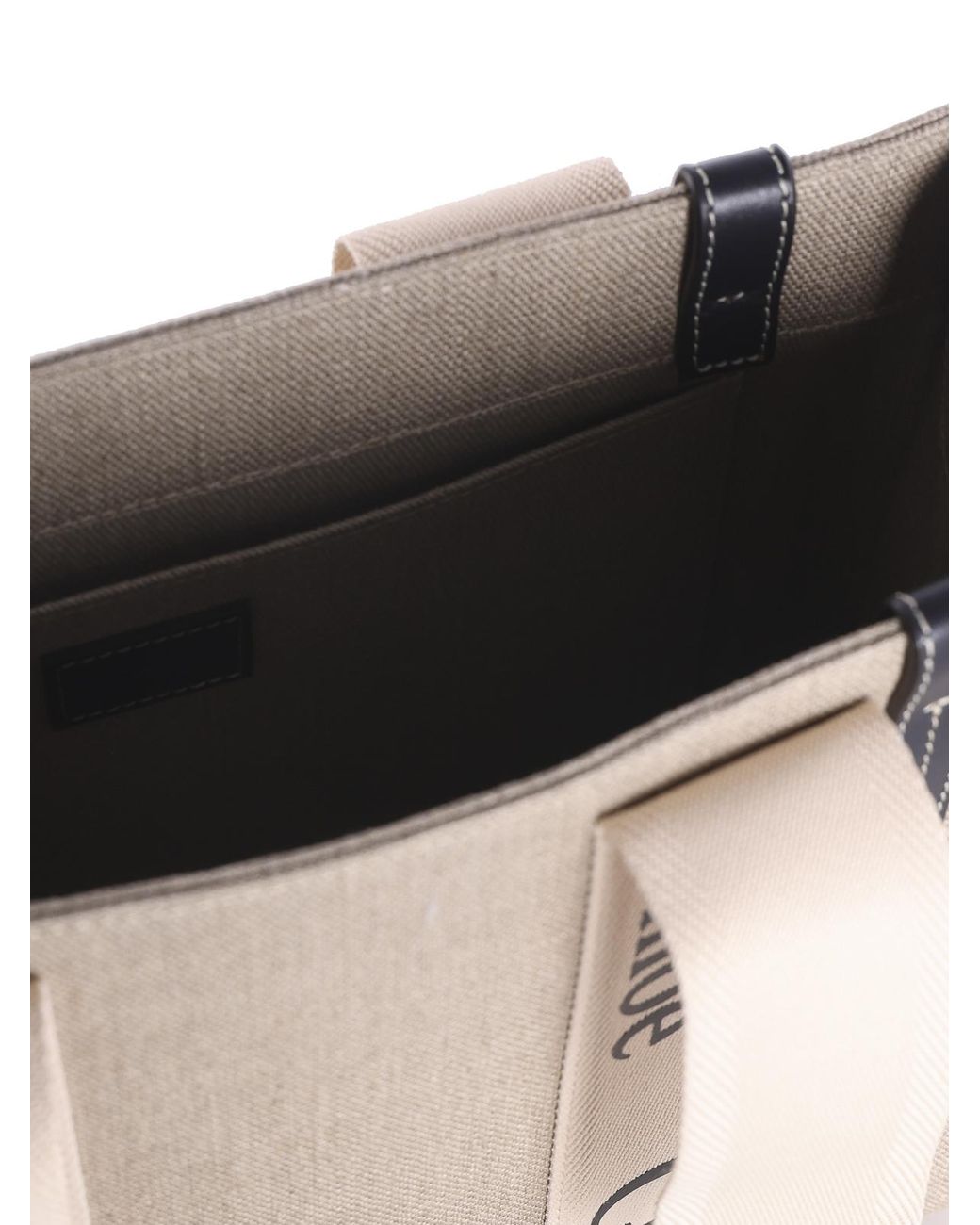 Chloé White Linen Bag With Double Logo Handles