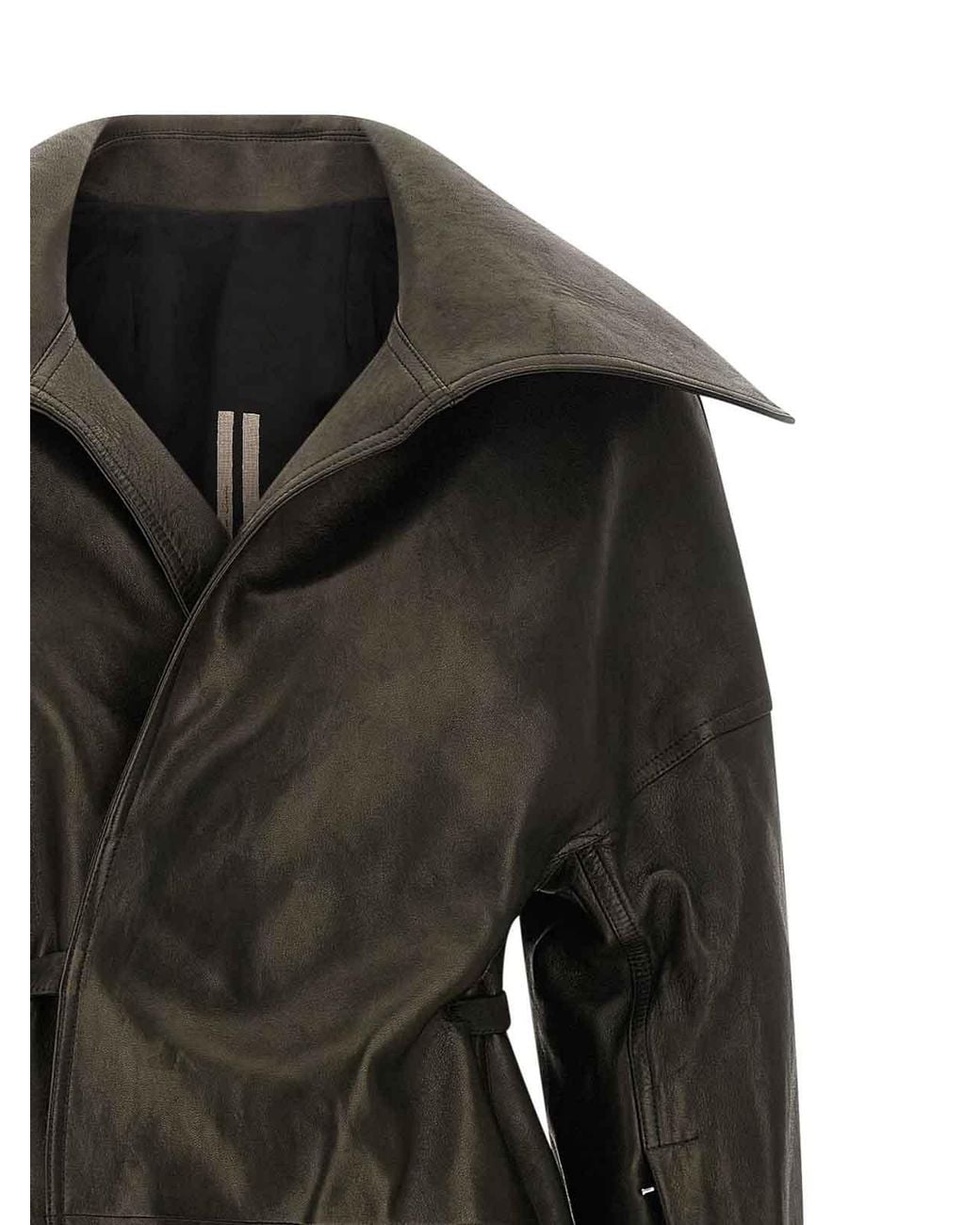 Rick Owens Black Dracucollar Belted Coat