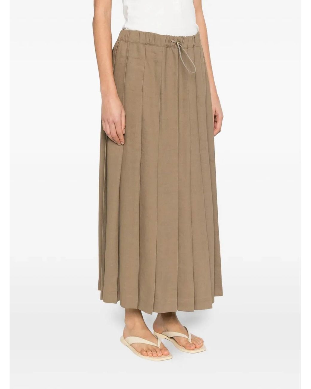Fabiana Filippi Natural Pleated Midi Skirt