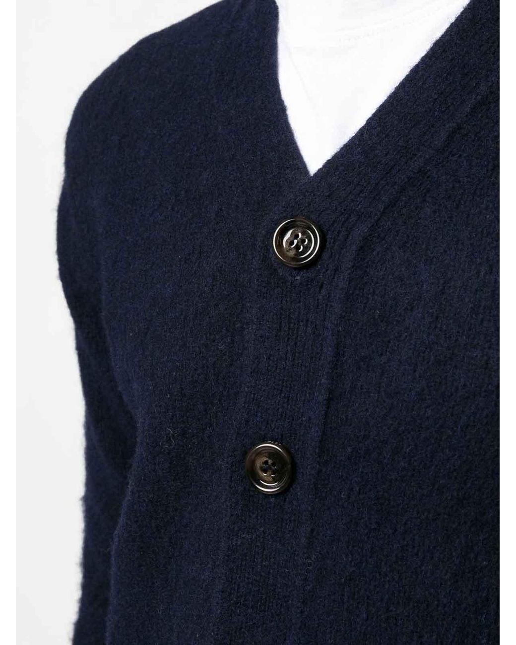 Aspesi Blue Wool Cardigan With Pockets for men