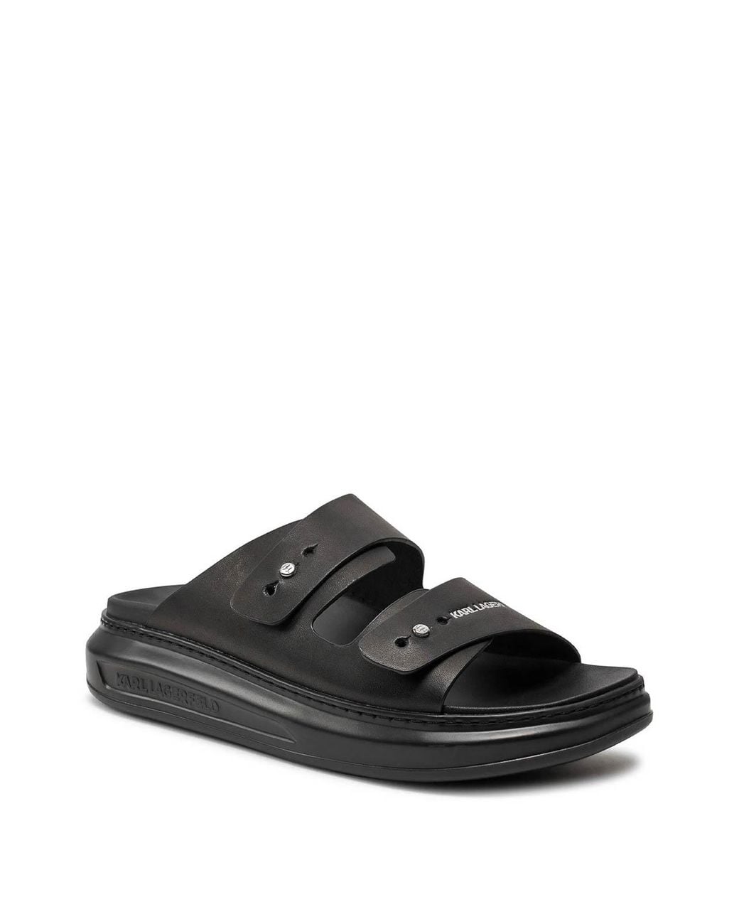 Karl Lagerfeld Black Dual Strap Leather Sandal for men