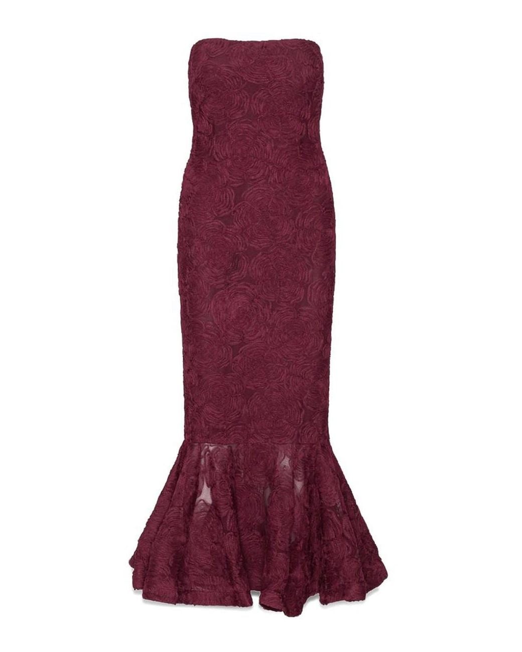 ROTATE BIRGER CHRISTENSEN Red Floral Embroidery Midi Dress