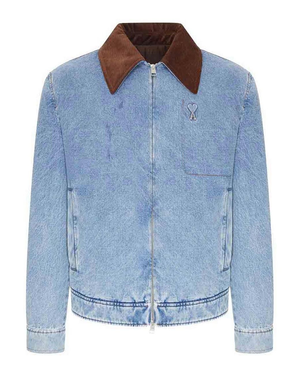 AMI Blue Ami De Coeur Denim Jacket for men