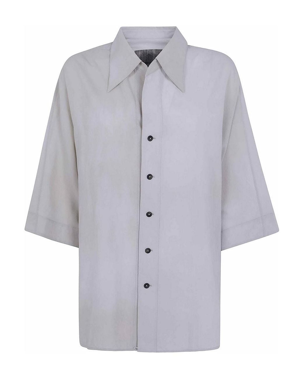 Ziggy Chen Blue Short Sleeves Back Gathered Shirt