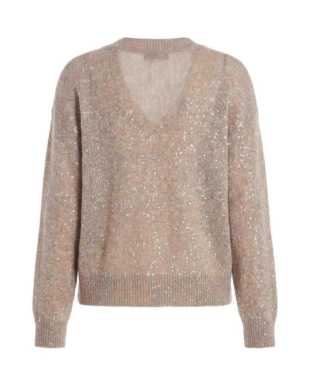 Brunello Cucinelli Natural Dazzling Texture Sweater