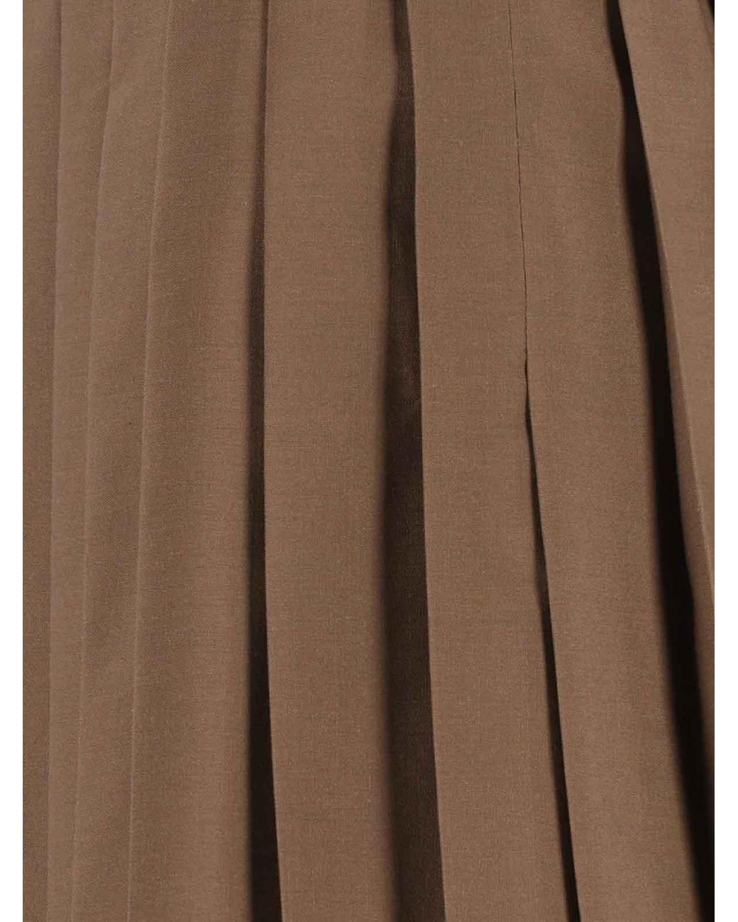 MM6 by Maison Margiela Brown Pleated Miniskirt
