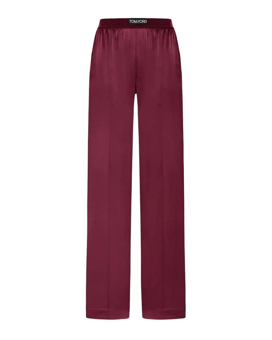 Tom Ford Red Stretch Silk Satin Pants
