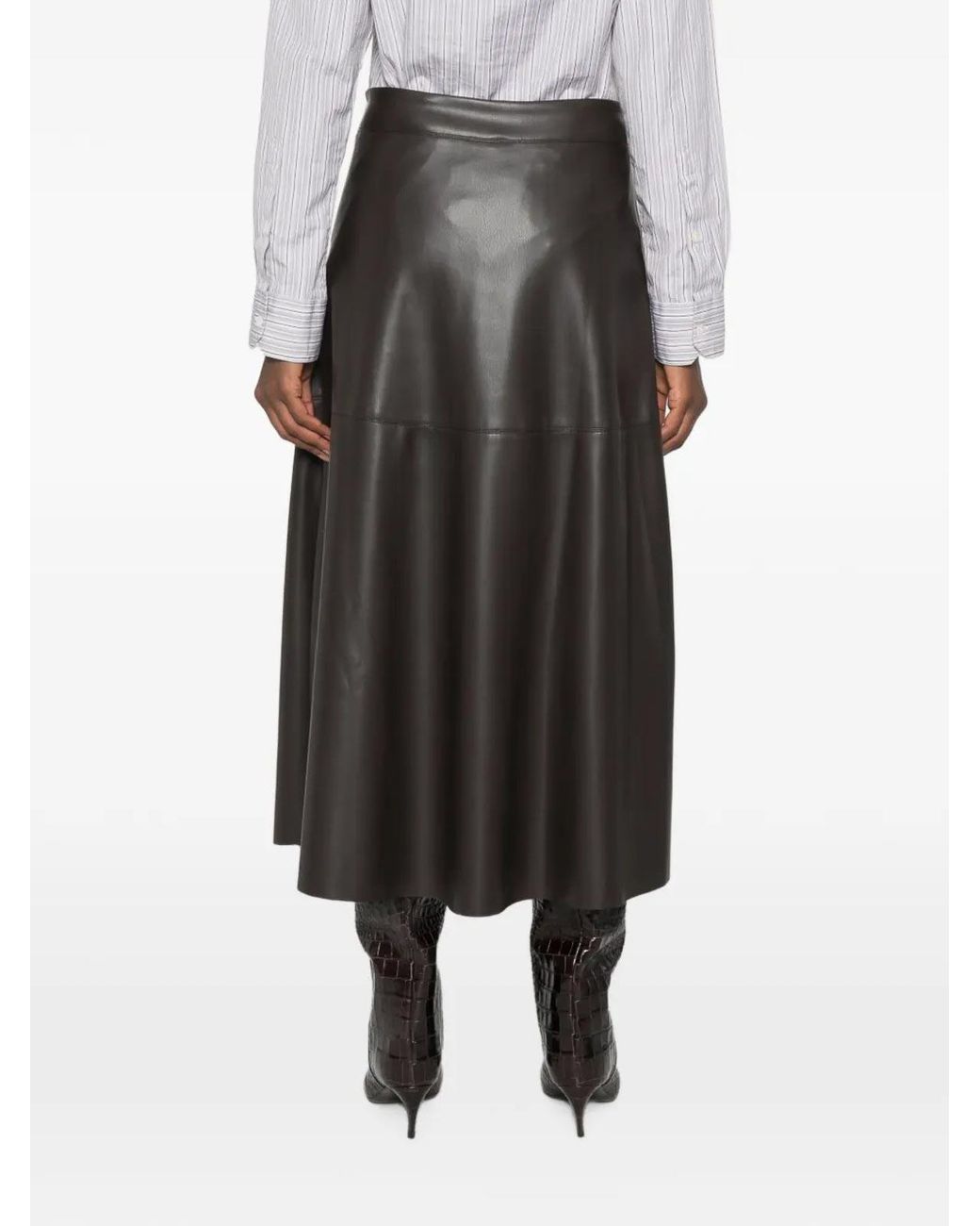 Alpha Studio Gray Faux Leather Skirt