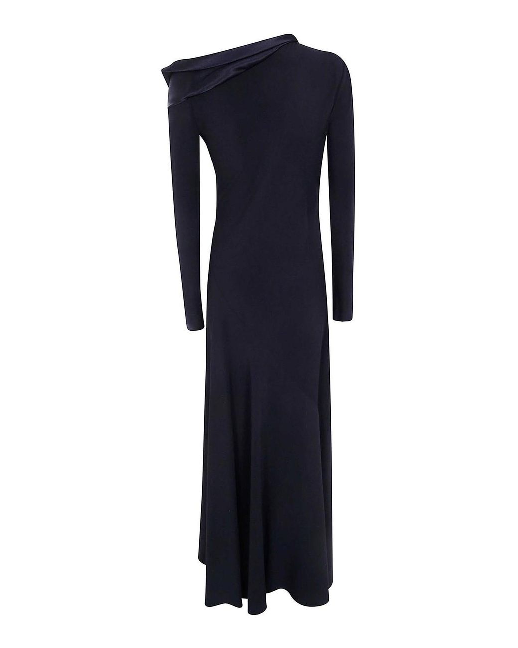 Alberta Ferretti Blue Enver Satin Long Sleeves Long Dress