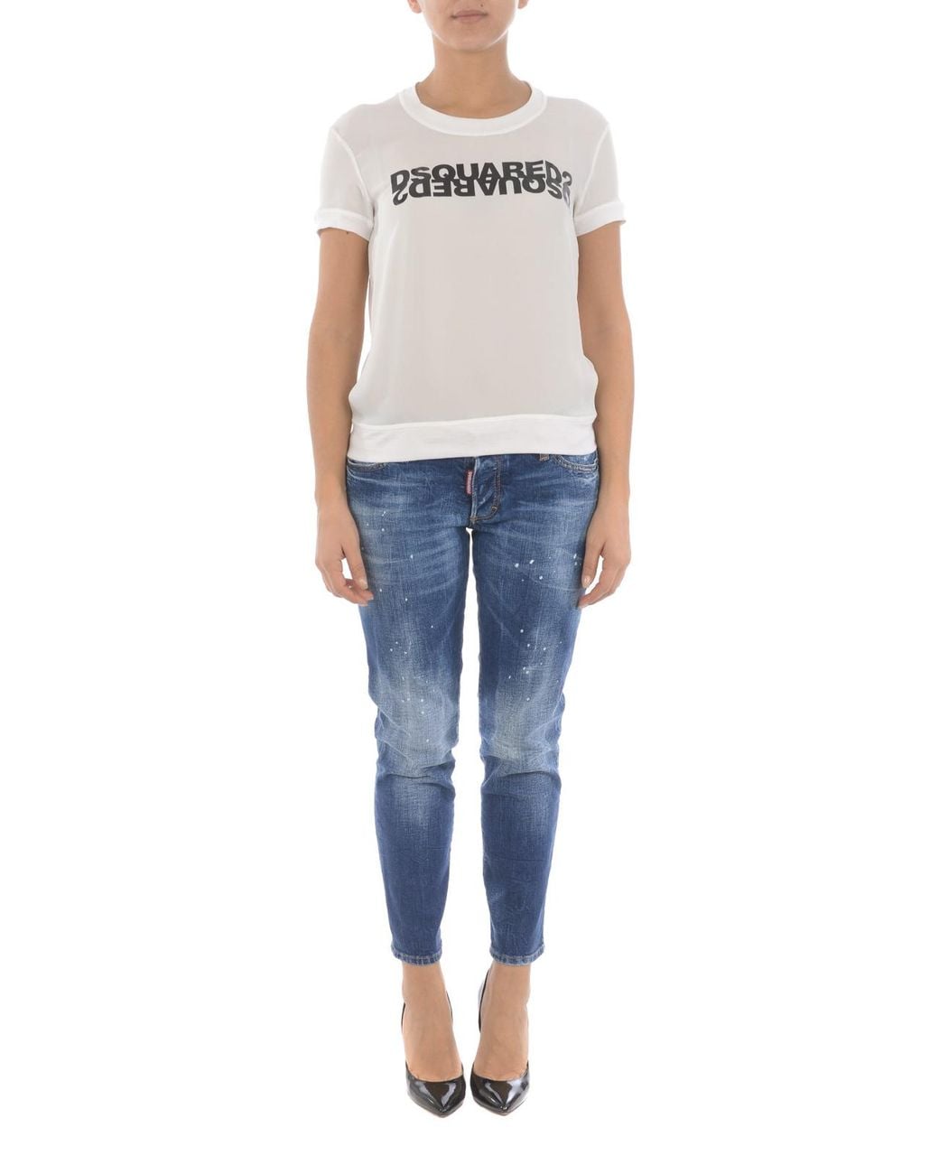 DSquared² White Logo Print T-Shirt
