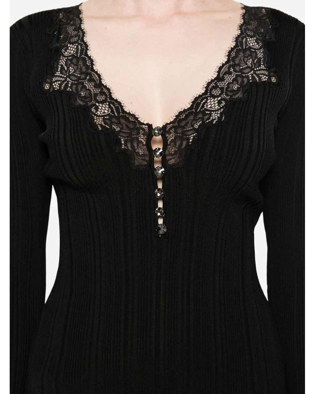 Self-Portrait Black V-Necked Sweater