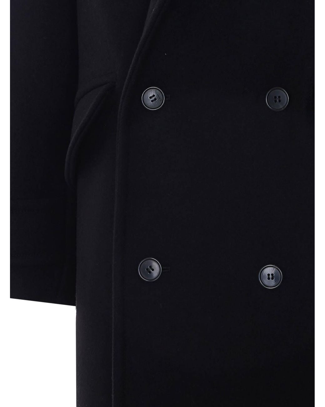 Lanvin Black Double Breasted Button Coat for men
