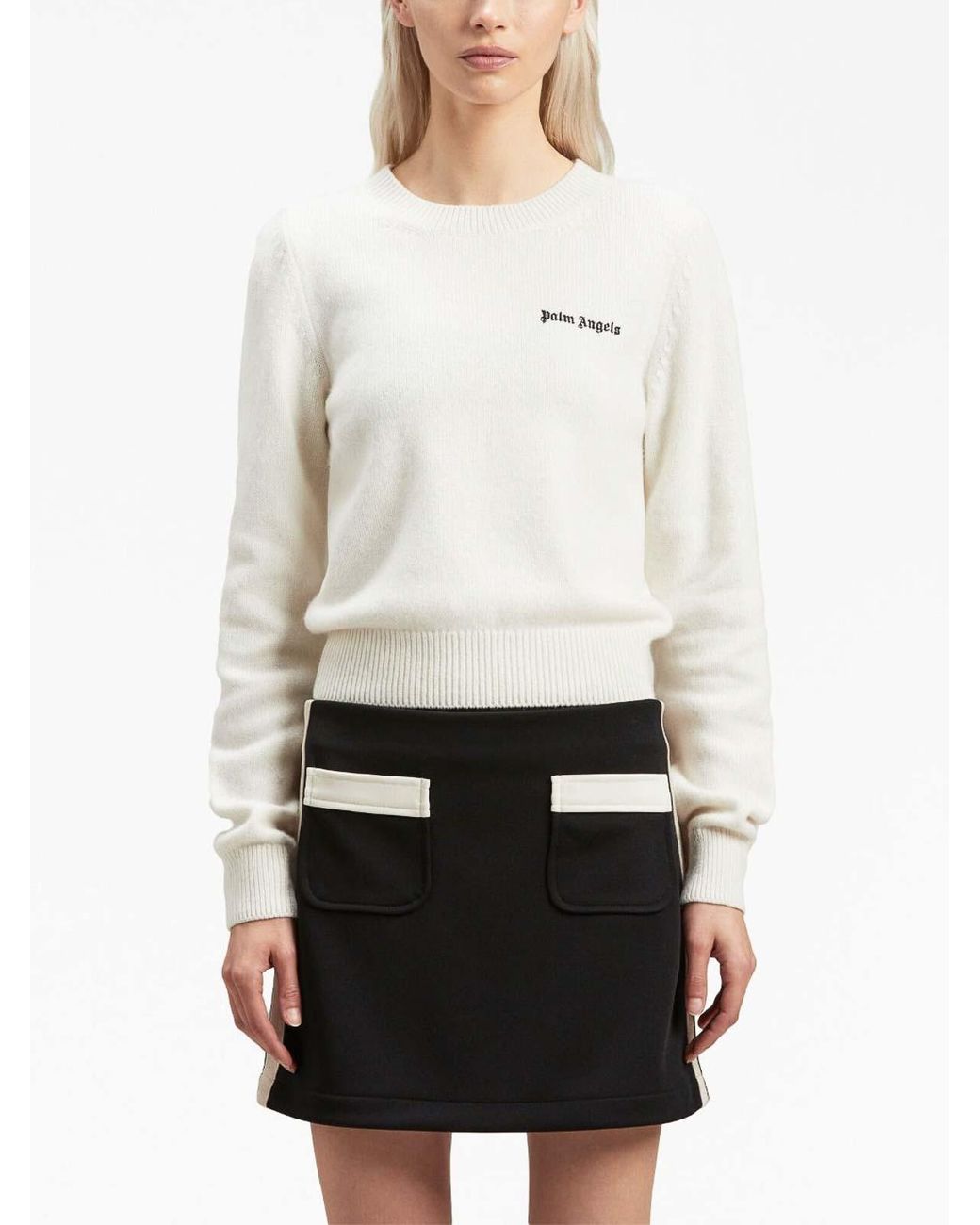 Palm Angels White Classic Logo Sweater