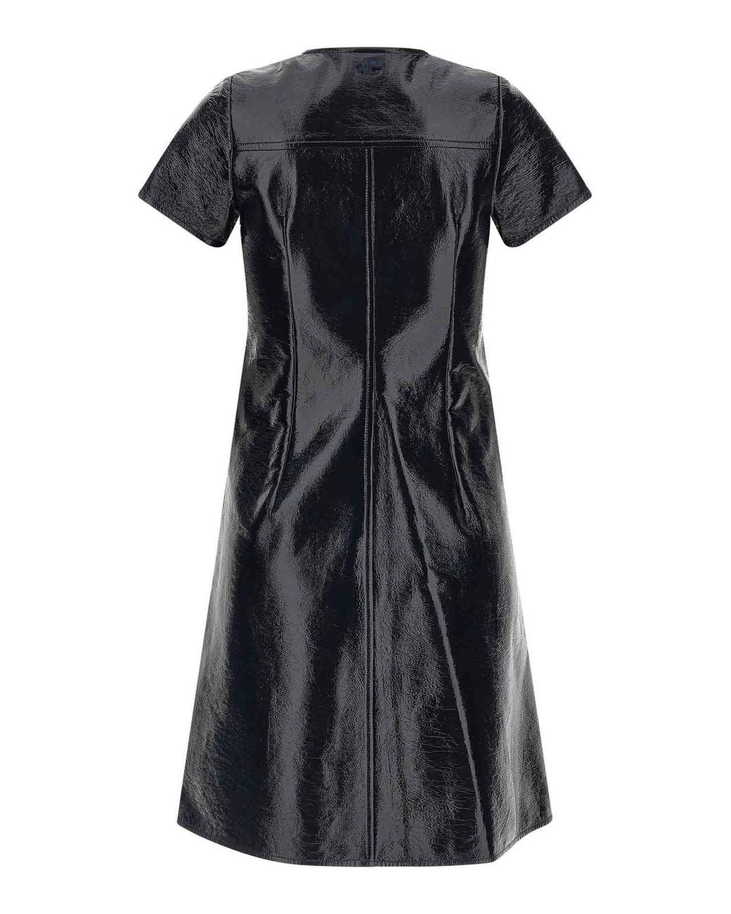 Courreges Black 2-Pocket Vinyl Cotton Dress