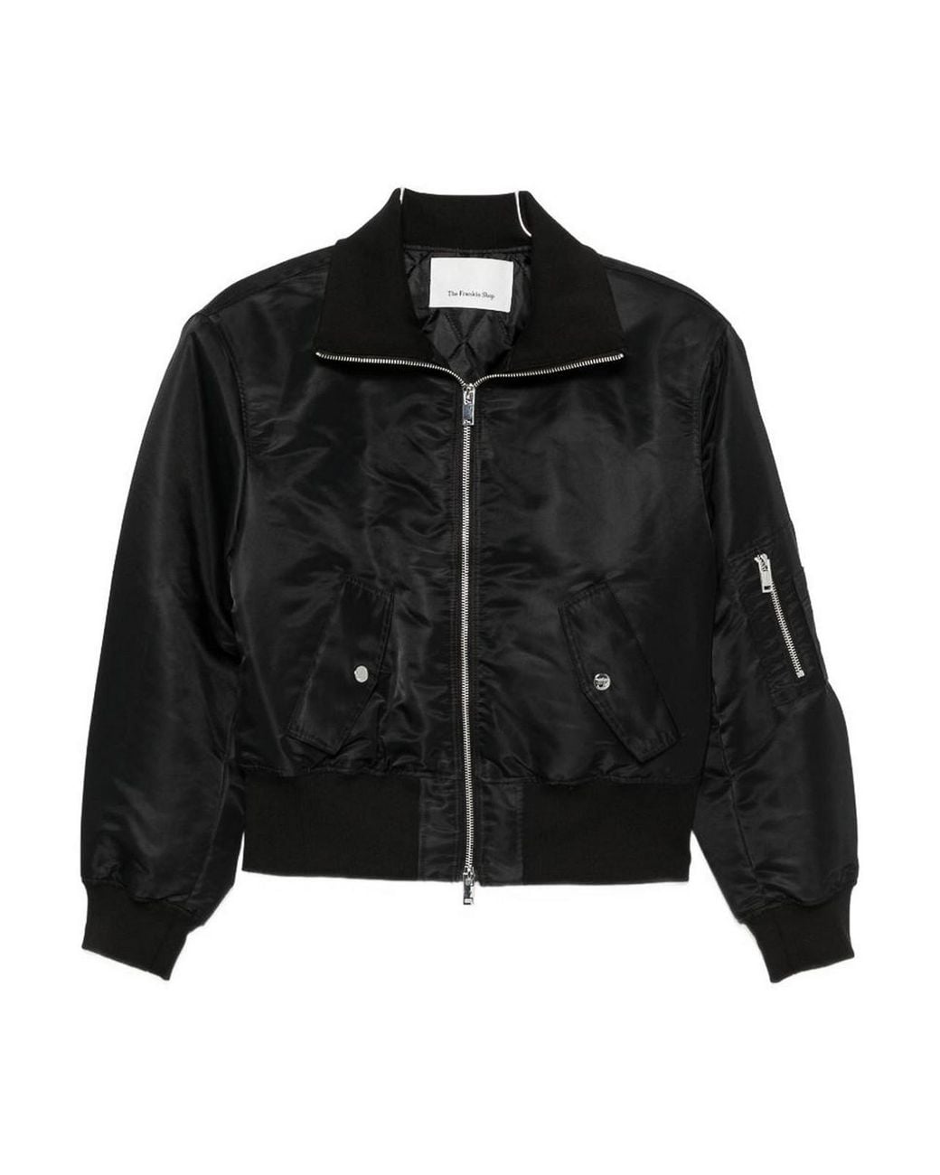Frankie Shop Black Storm Nylon Cropped Bomber Jacket