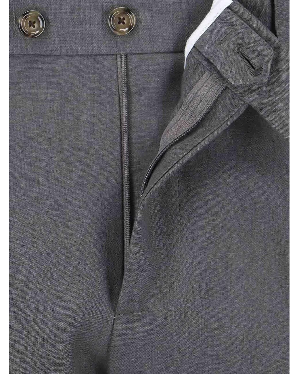 Lardini Gray Double-Breasted Linen Suit for men