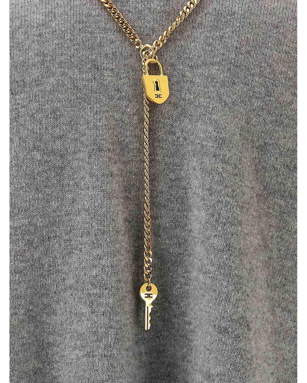 Elisabetta Franchi Gray Necklace Dress