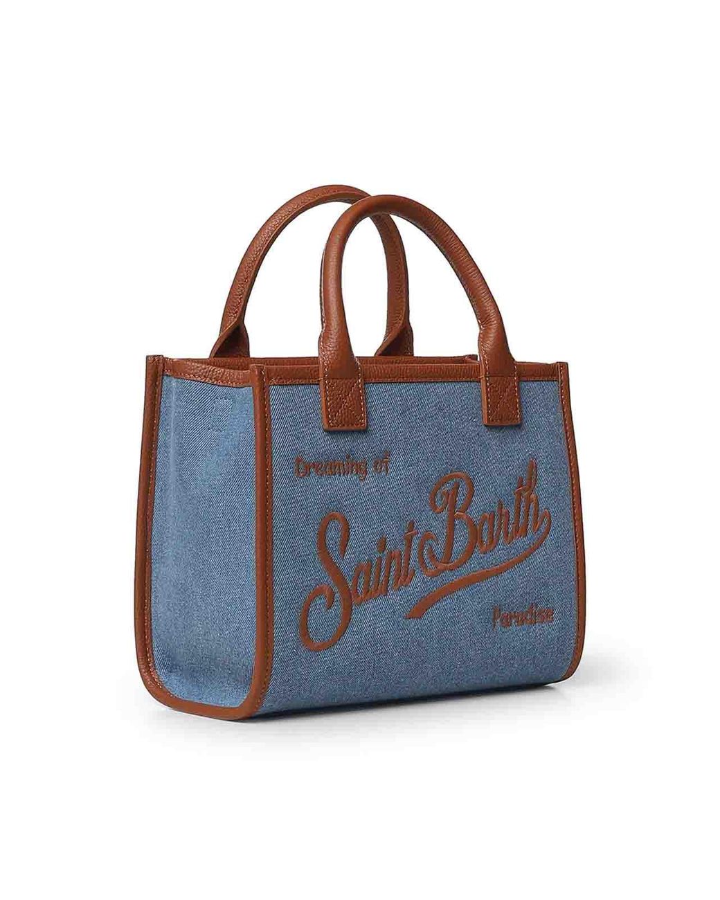 Mc2 Saint Barth Blue Denim And Leather Vanity Bag
