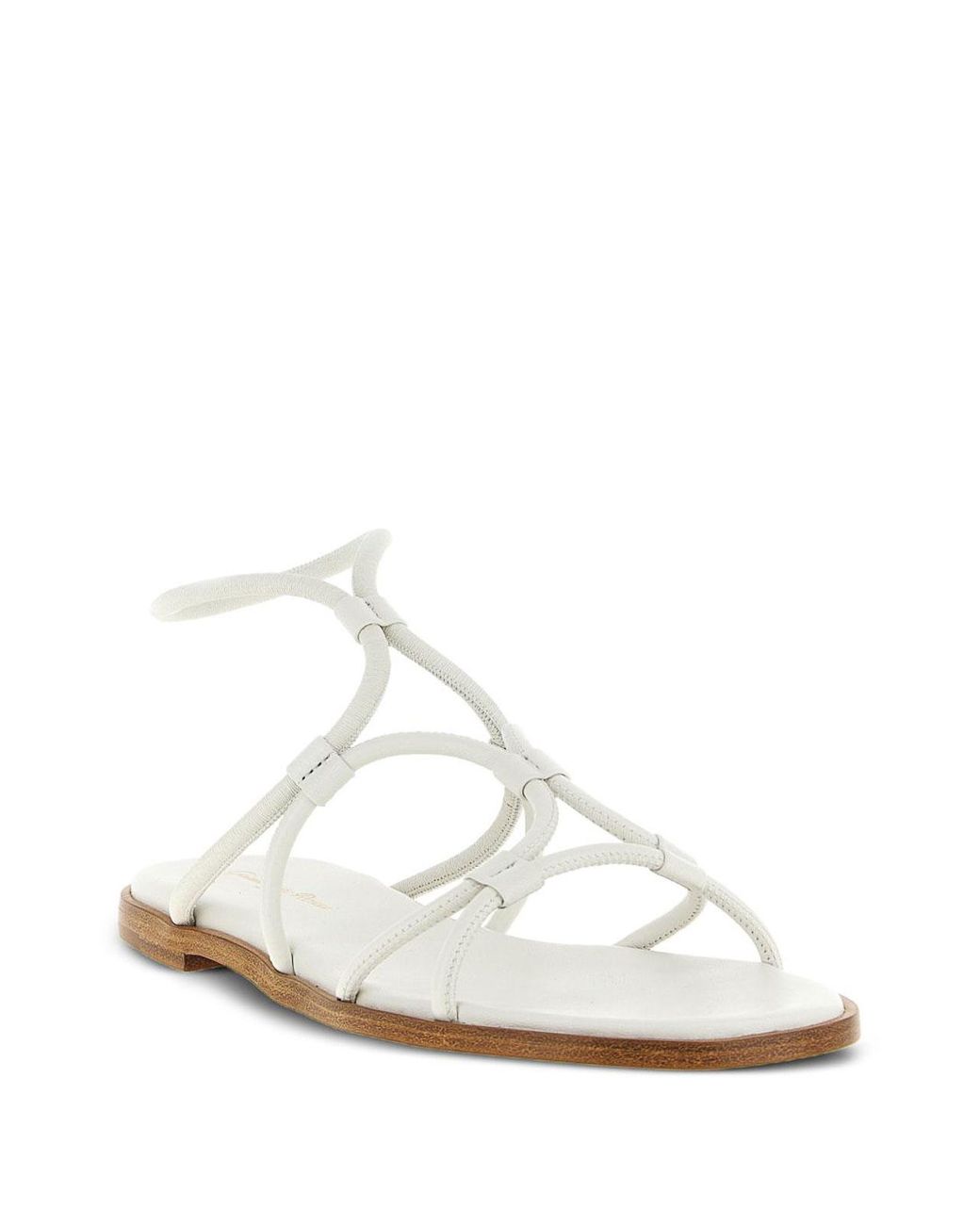 Gianvito Rossi White Leather Flat Sandals