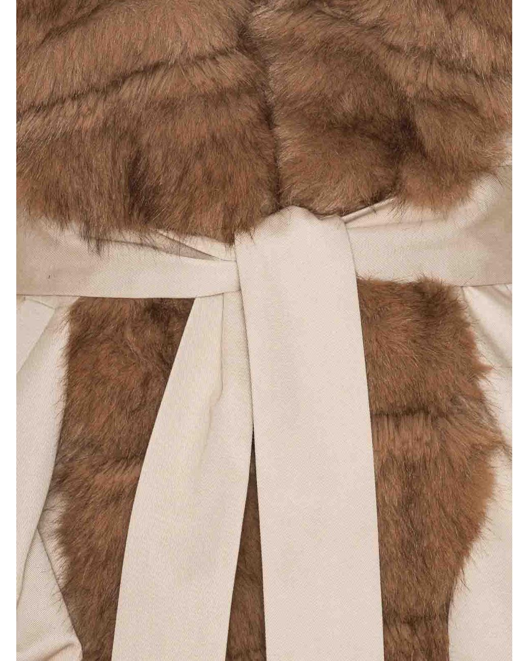 ROTATE BIRGER CHRISTENSEN Natural Voluminous Jacket With Plush Fur Collar