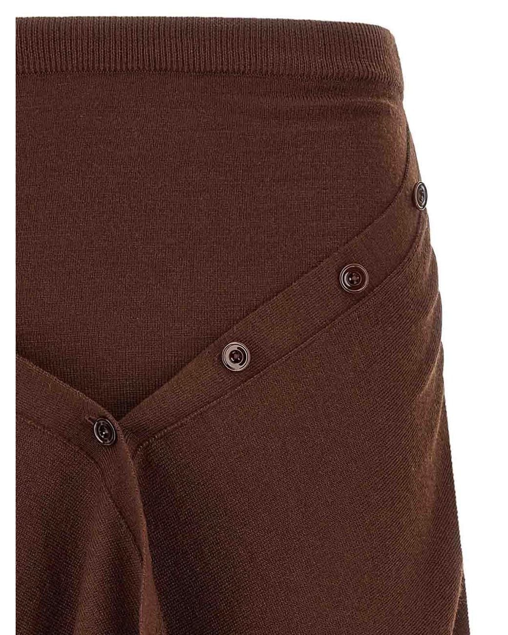 Lemaire Brown Button Asymmetrical Skirt