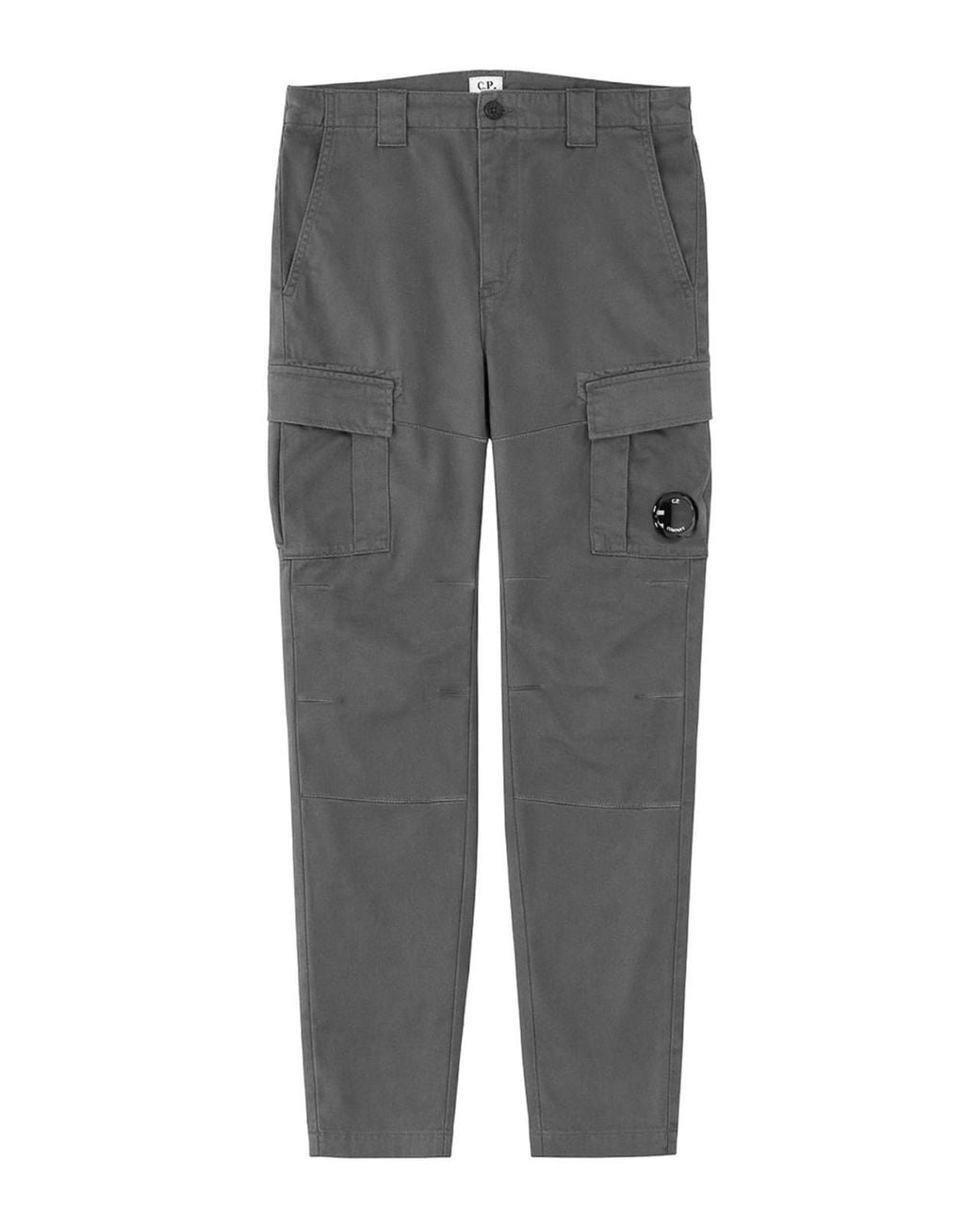 C P Company Gray Cargo Trousers With Logo Patch for men
