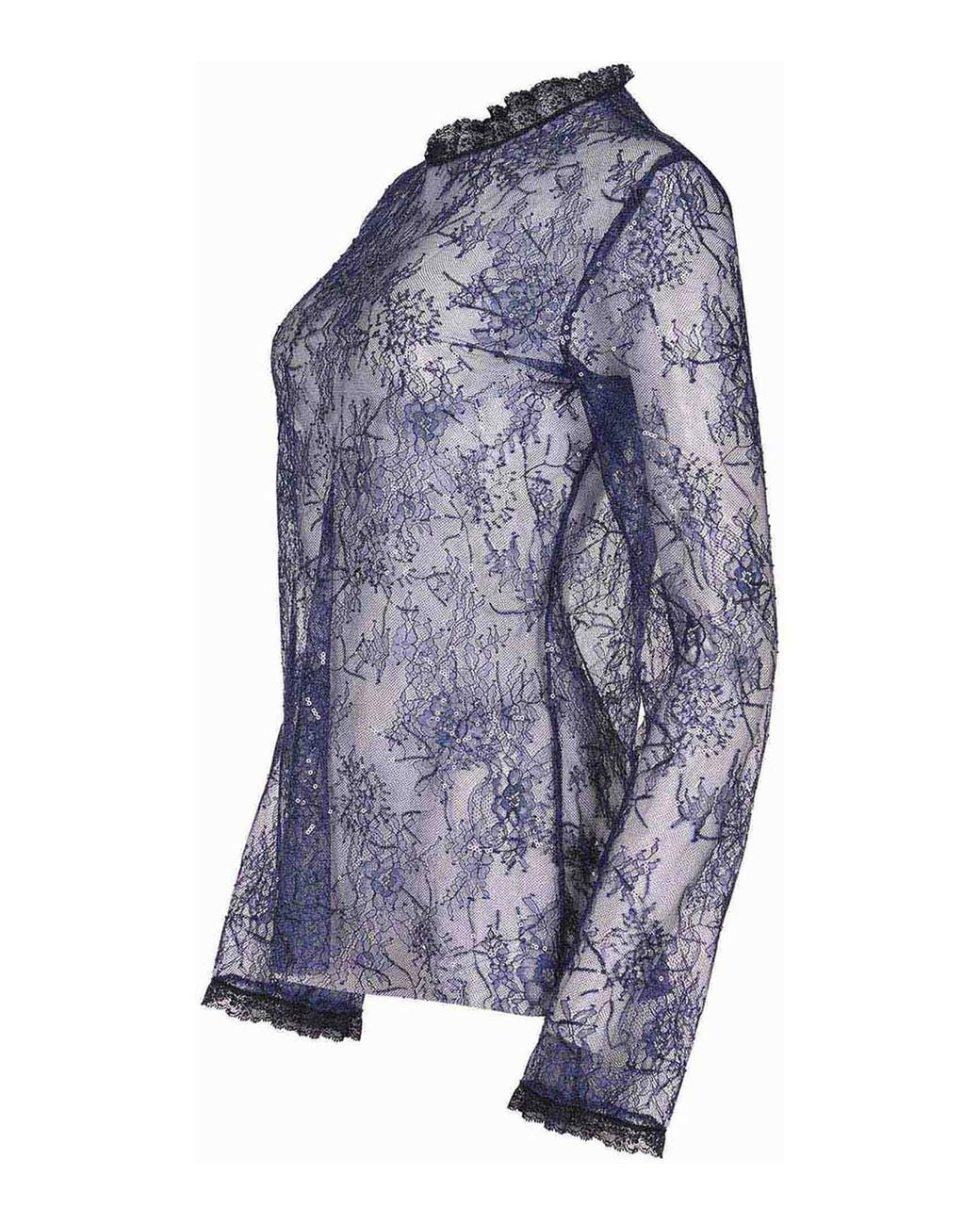 Alberta Ferretti Blue Shirt Made Of Lace