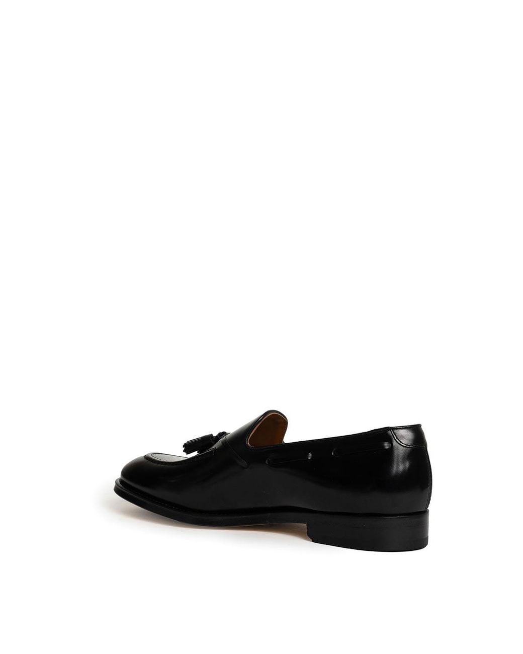 Doucal's Black Leather Tassel Loafer for men
