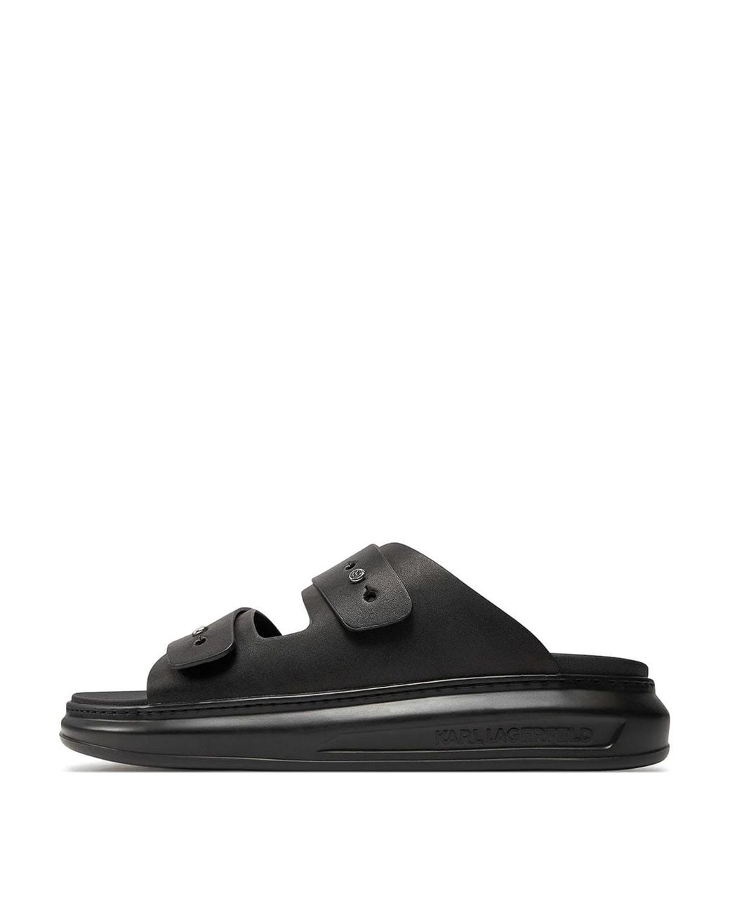 Karl Lagerfeld Black Dual Strap Leather Sandal for men