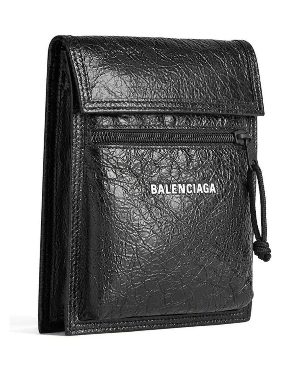 Balenciaga Black Explorer Pouch With Strap Small for men