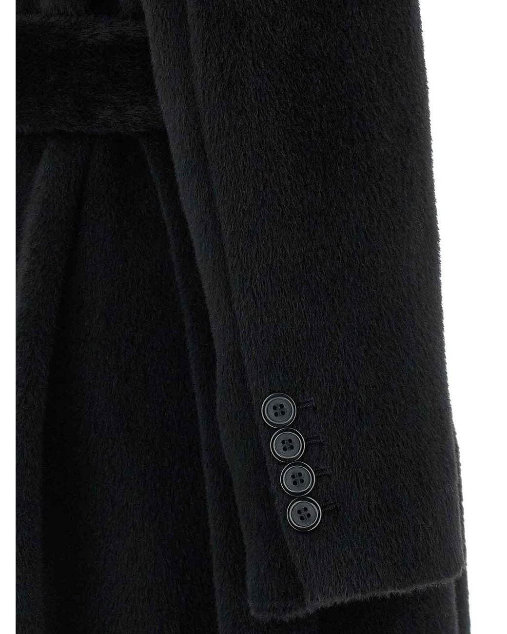 Dolce & Gabbana Black Belted Wool-Blend Coat