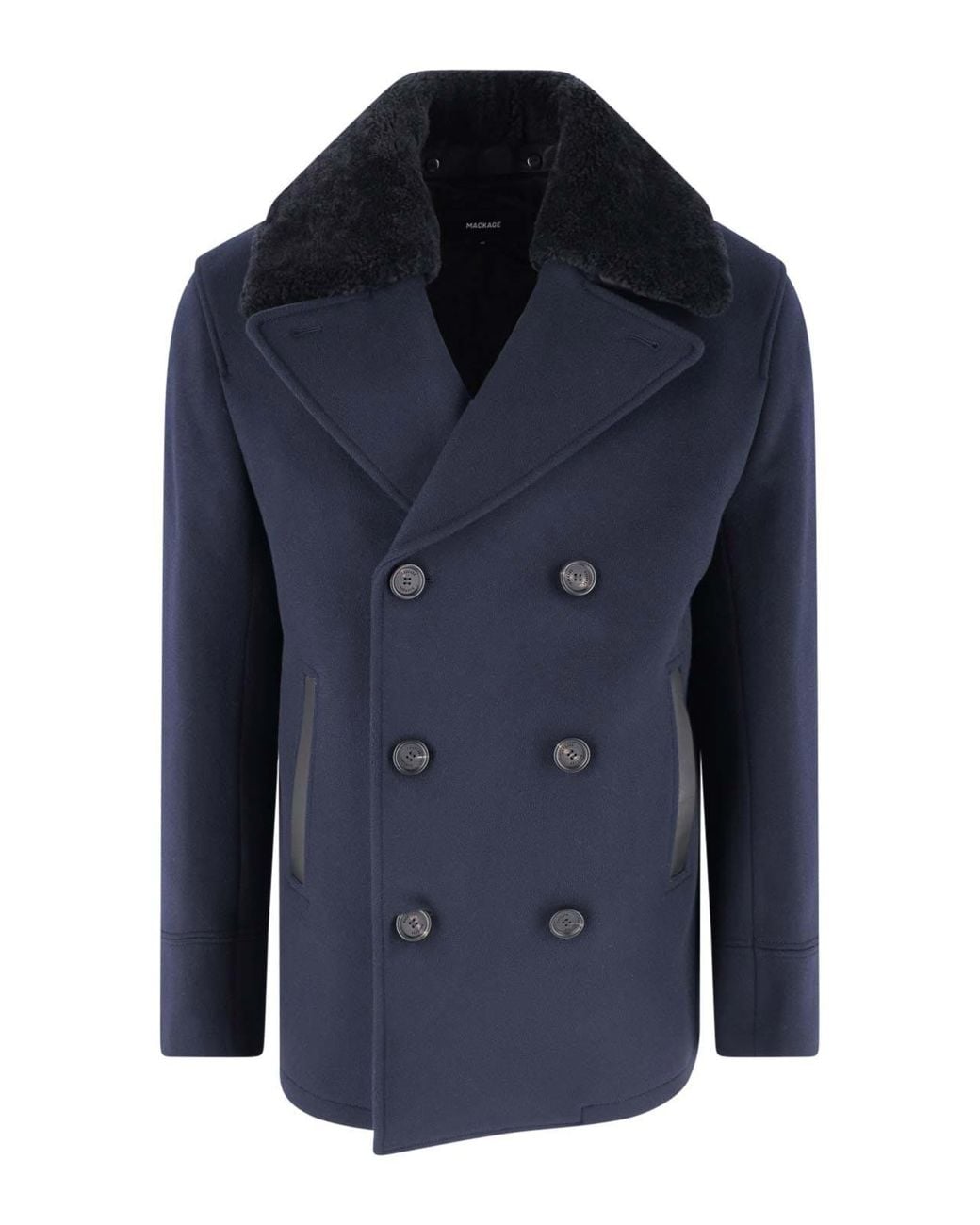 Mackage Blue Double-Breasted Coat for men