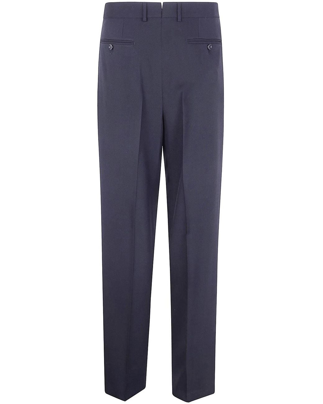 Tom Ford Blue Wool Cashmere Silk Reps Double Pleat Pants for men