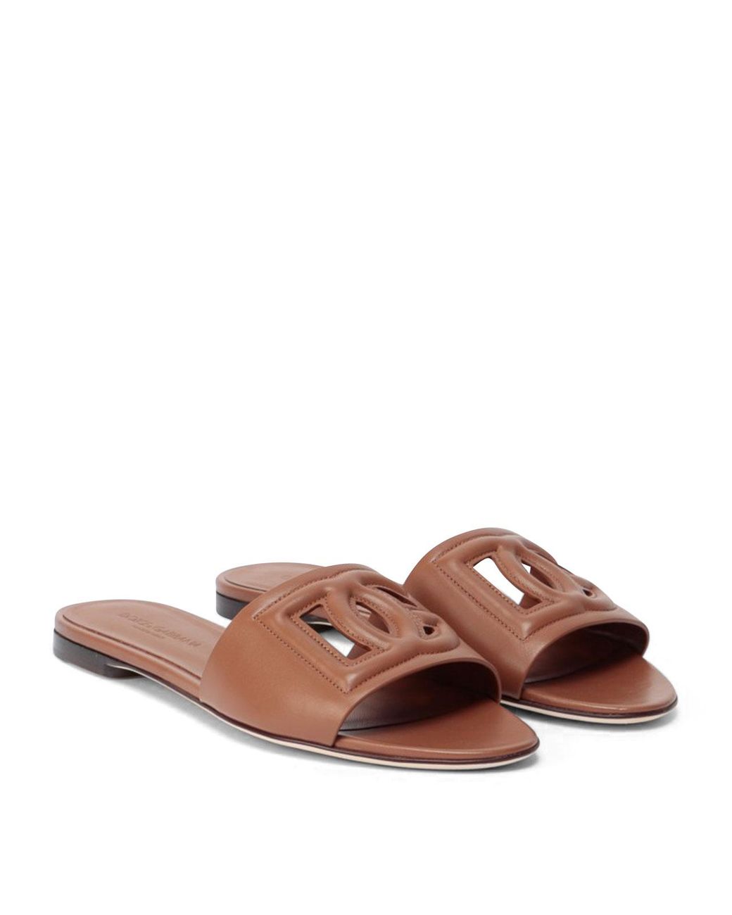 Dolce & Gabbana Brown Dg Logo Leather Sandal