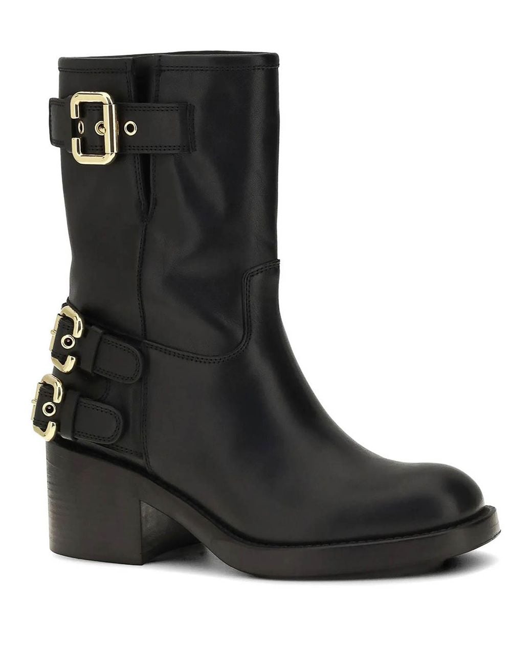Chloé Black Dakota Semi-Gloss Leather Ankle Boots