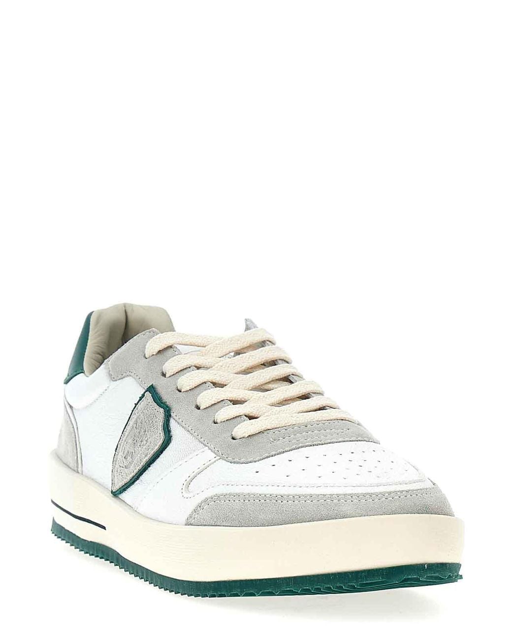 Philippe Model White Leather And Suede Sneakers