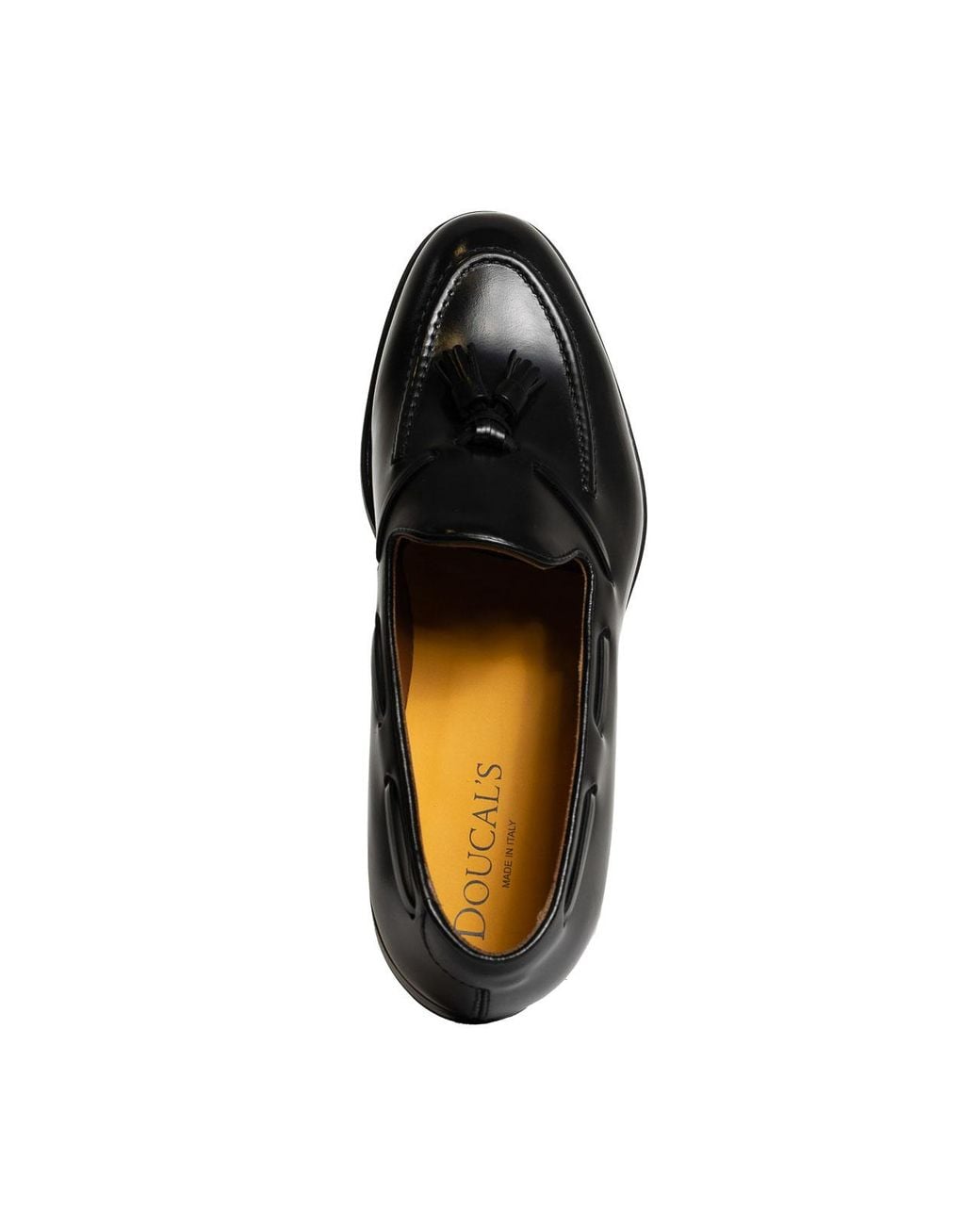 Doucal's Black Leather Tassel Loafer for men