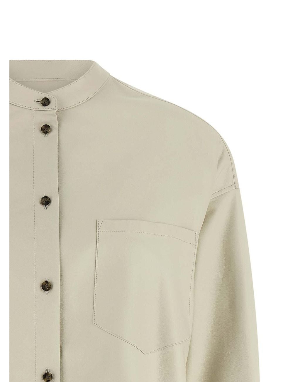 Yves Salomon White Leather Shirt