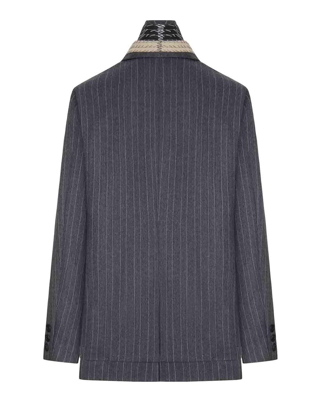 Sacai Blue Pinstriped Blazer With Contrasting Lapels
