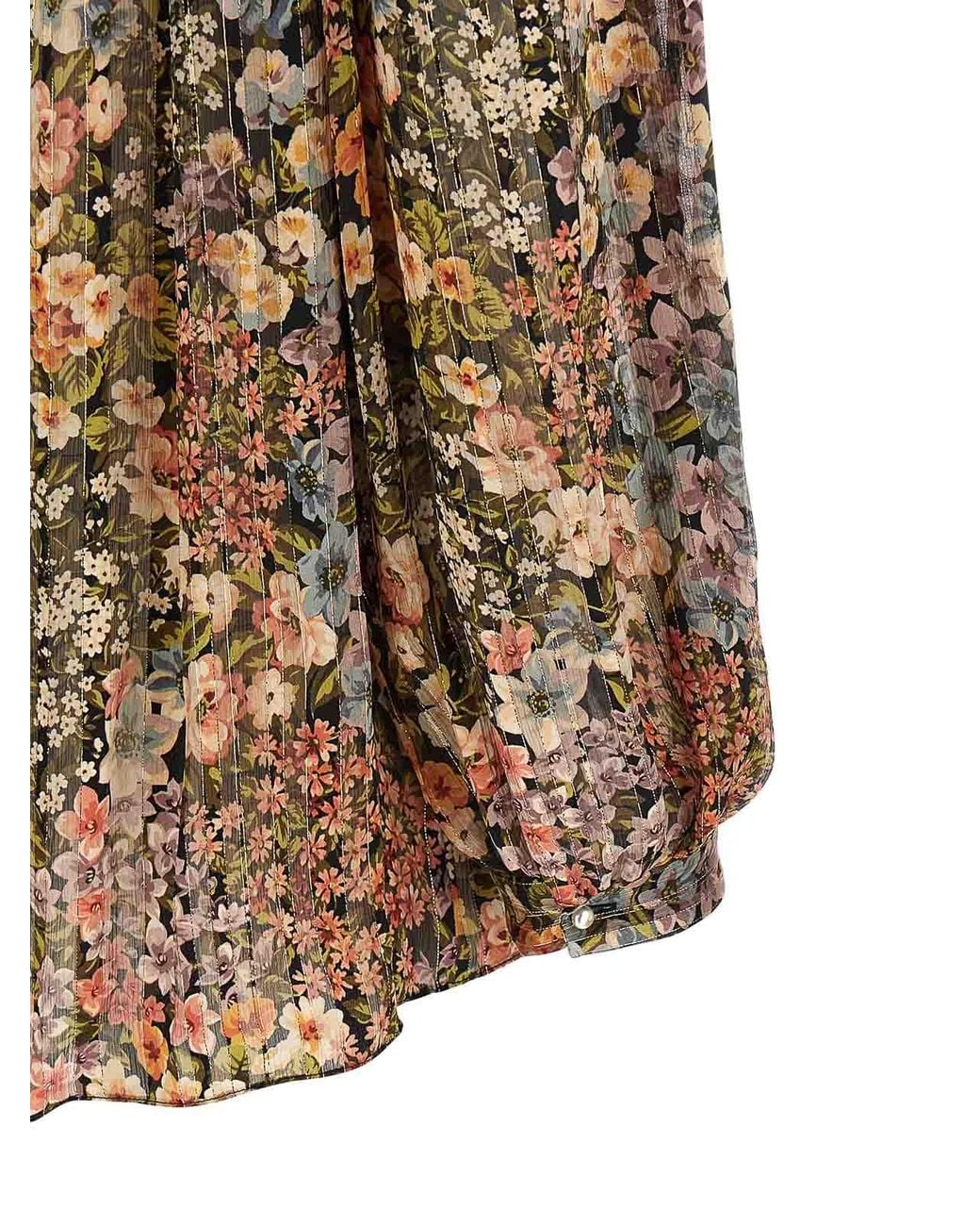 Valentino Garavani Brown Floral Silk Lavalliere Shirt