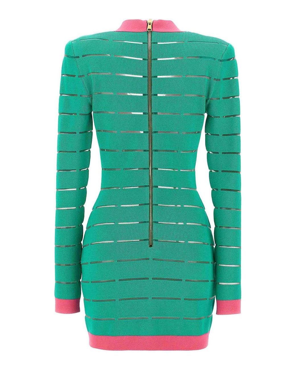 Balmain Green Two-Tone Knit Dress