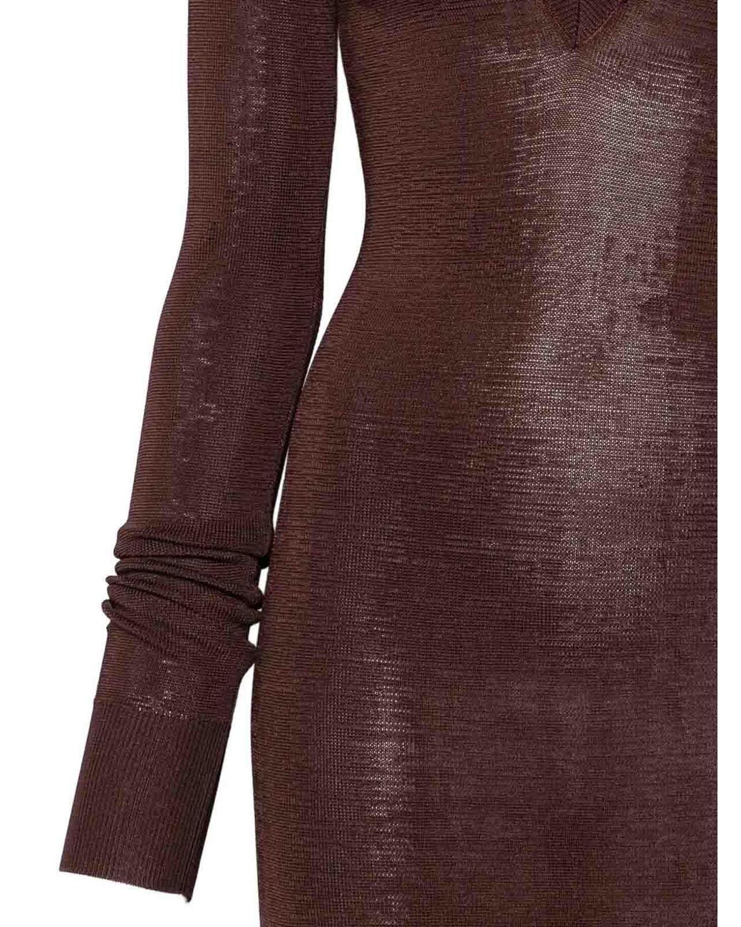 Entire studios Brown Long Sleeve V Neck Midi