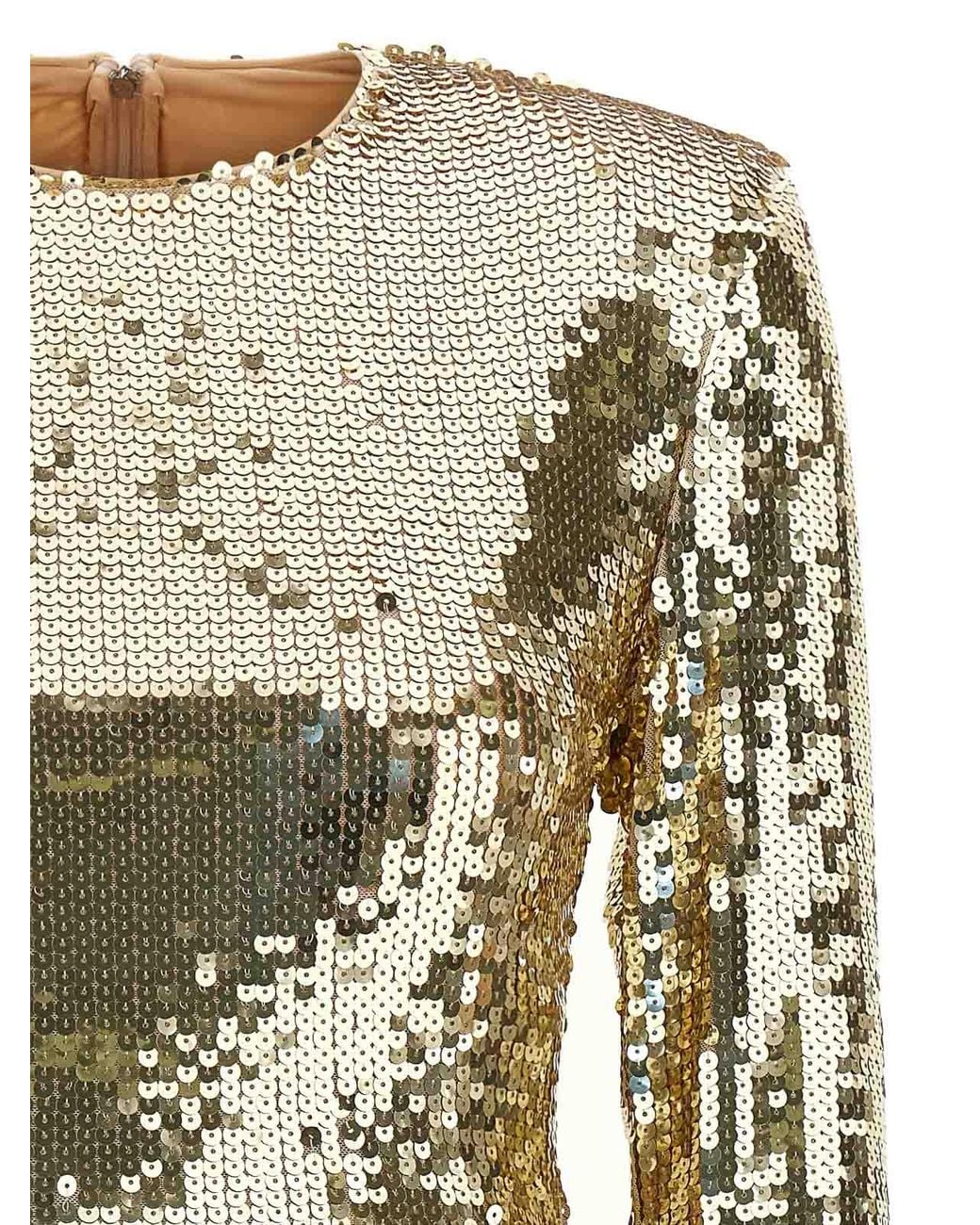 ROTATE BIRGER CHRISTENSEN Metallic Long-Sleeve Sequin Mini Dress