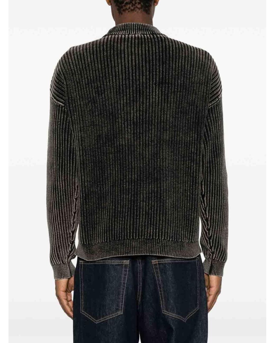 Emporio Armani Black Cotton Crewneck Sweater for men
