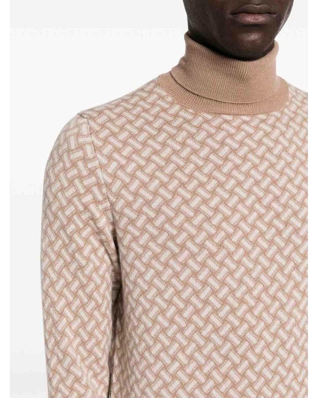 Drumohr White 'Biscottino' Turtle-Neck Sweater for men