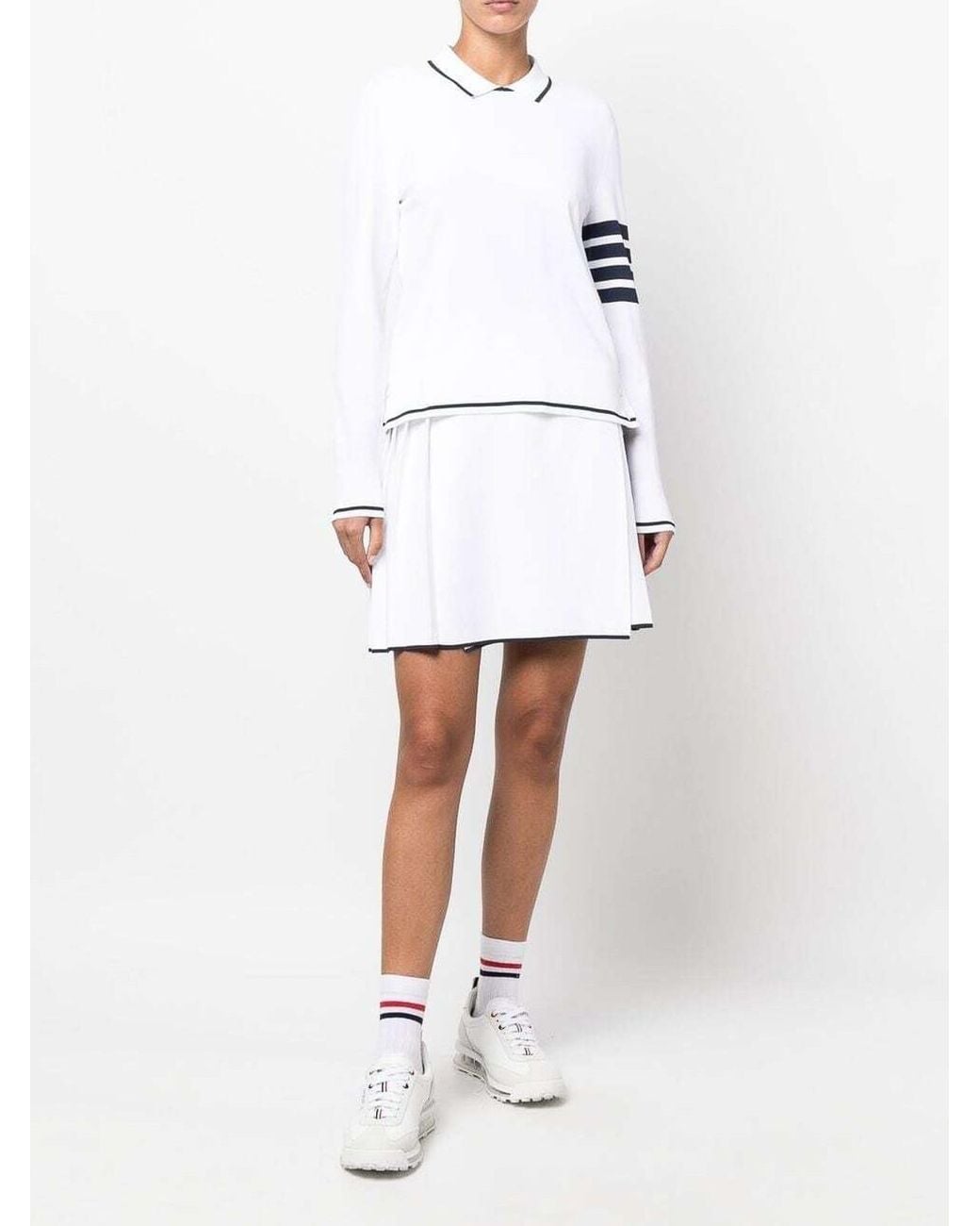 Thom Browne White 4-Bar Pleated Mini Skirt