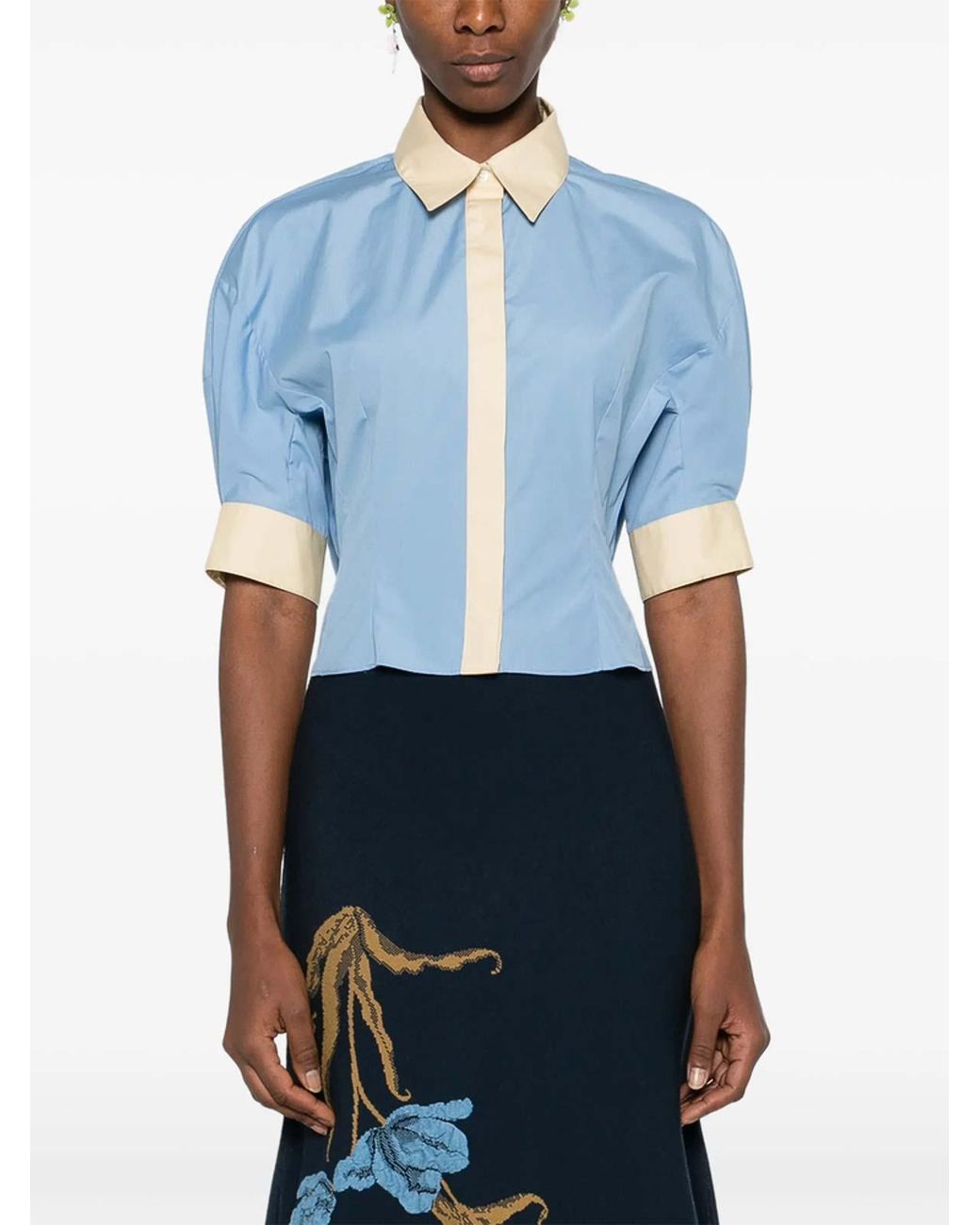 Marni Blue Collared Panelled Top