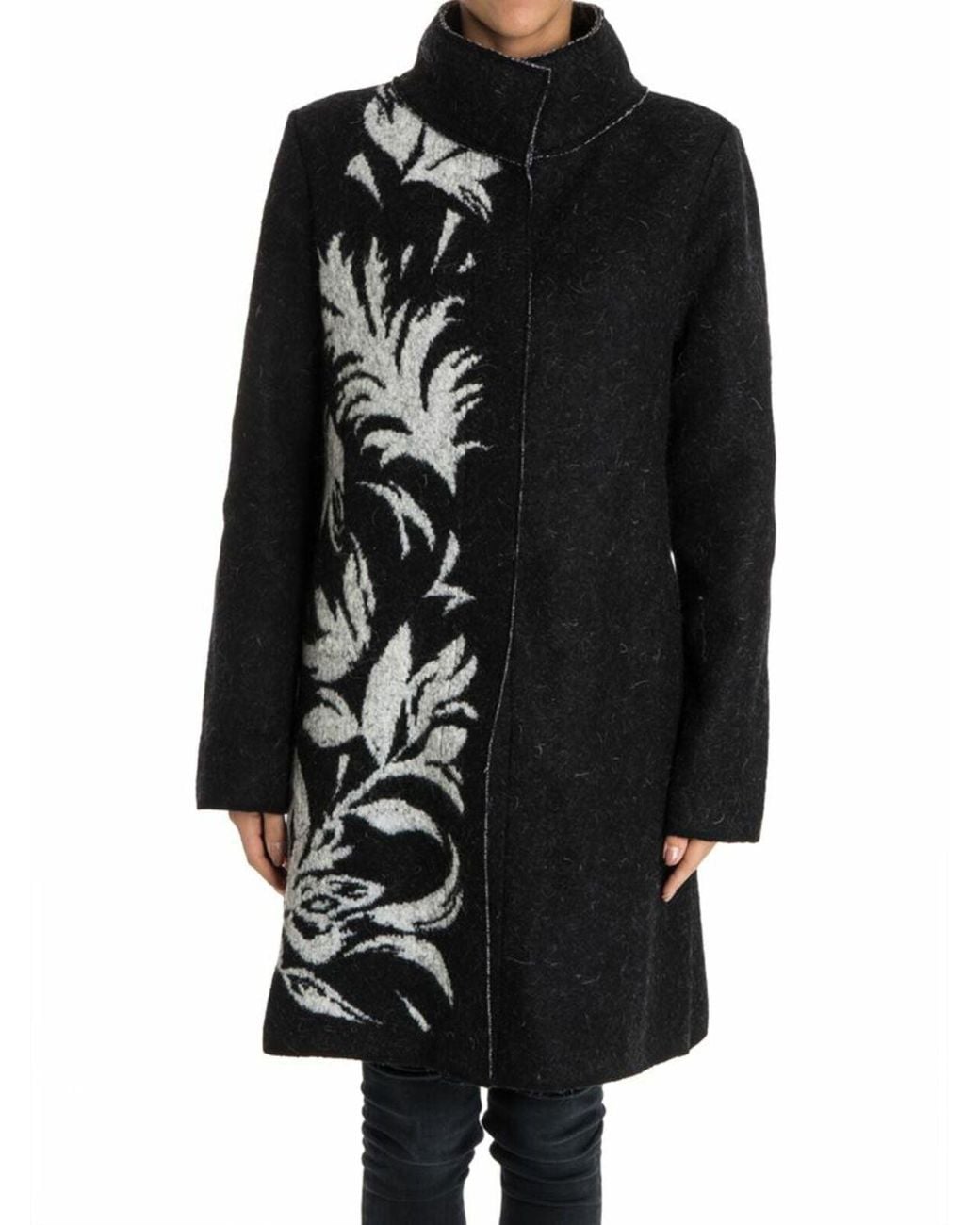 Fuzzi Black Wool Blend Coat