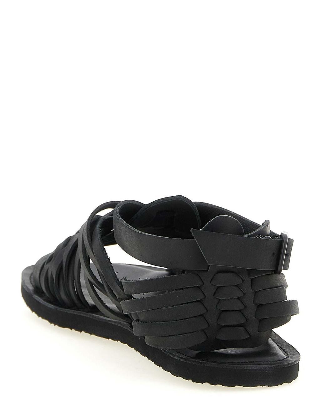 Yohji Yamamoto Black Braided Leather Sandals for men